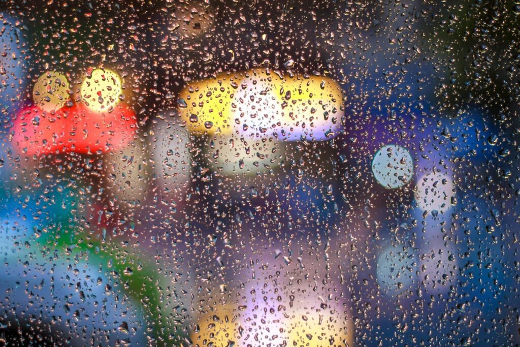 Raindrops on Glass Window