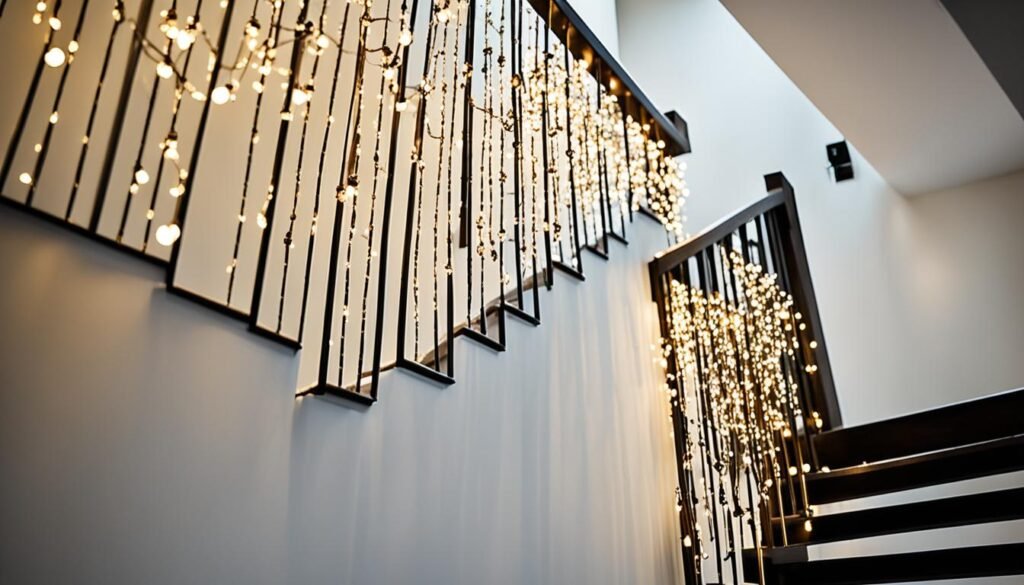 fairy lights on staircase